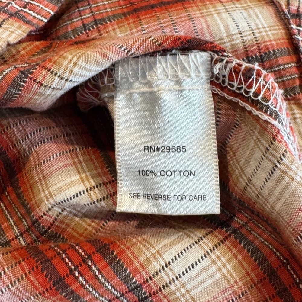 Pendleton Vented Long Sleeve Button Up Shirt Womens Large Red Tan Plaid Cotton - Picture 7 of 15